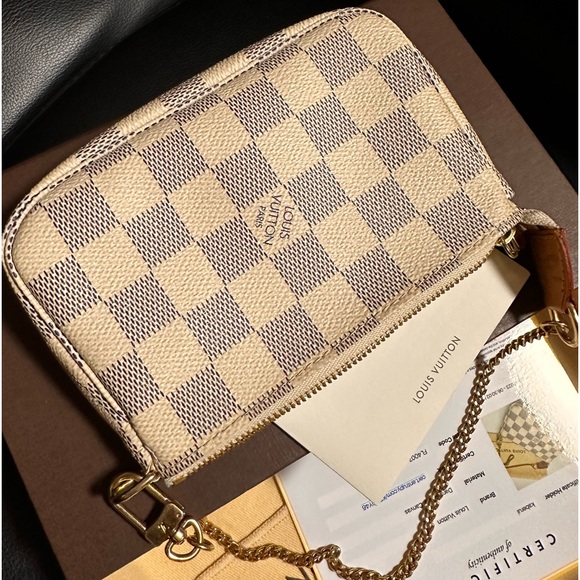 Louis Vuitton Azur Mini Pochette accessories Clutch Wristlet Pouch - Picture 3 of 16